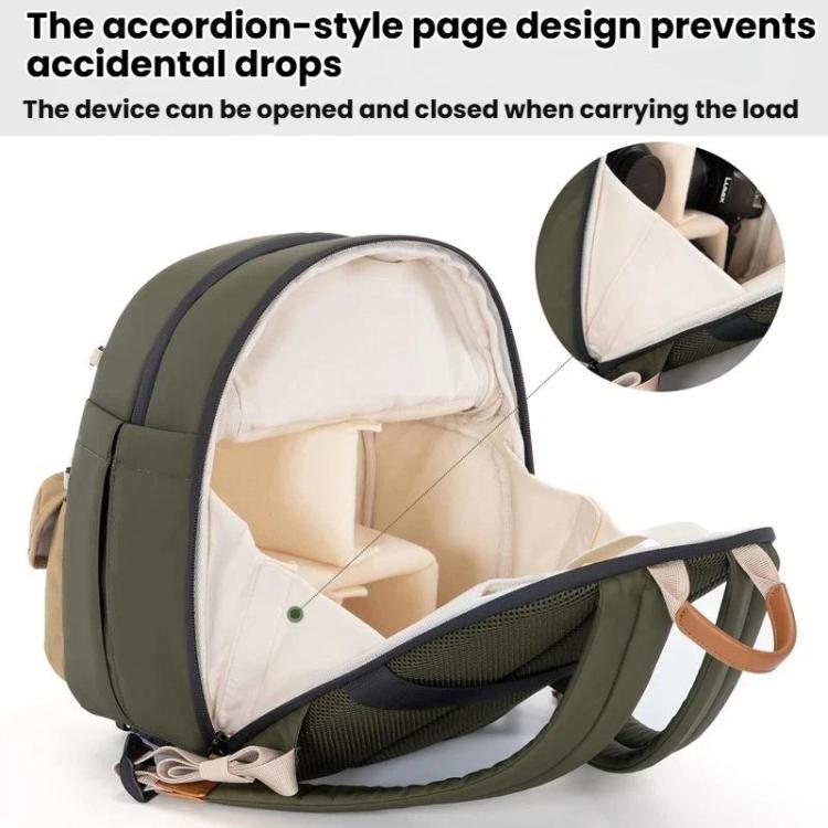 Cwatcun D249 Casual Shoulder Camera Bag Decompressorized Quick Access DSLR Storage Bag, Color: Medium Army Green