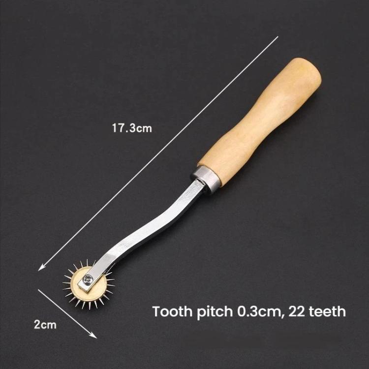 Leather Marking Wheel Tailoring Pattern Making Tool Roller, Style: Wooden Steel Tooth Handle