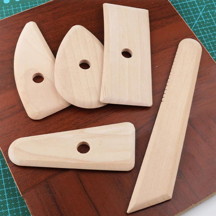 5pcs /Pack Pottery Clay Carving Art Soft Pottery Wooden Tools Handmade DIY Wooden Skeleton Knife