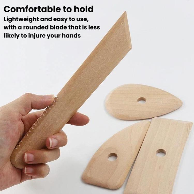 5pcs /Pack Pottery Clay Carving Art Soft Pottery Wooden Tools Handmade DIY Wooden Skeleton Knife