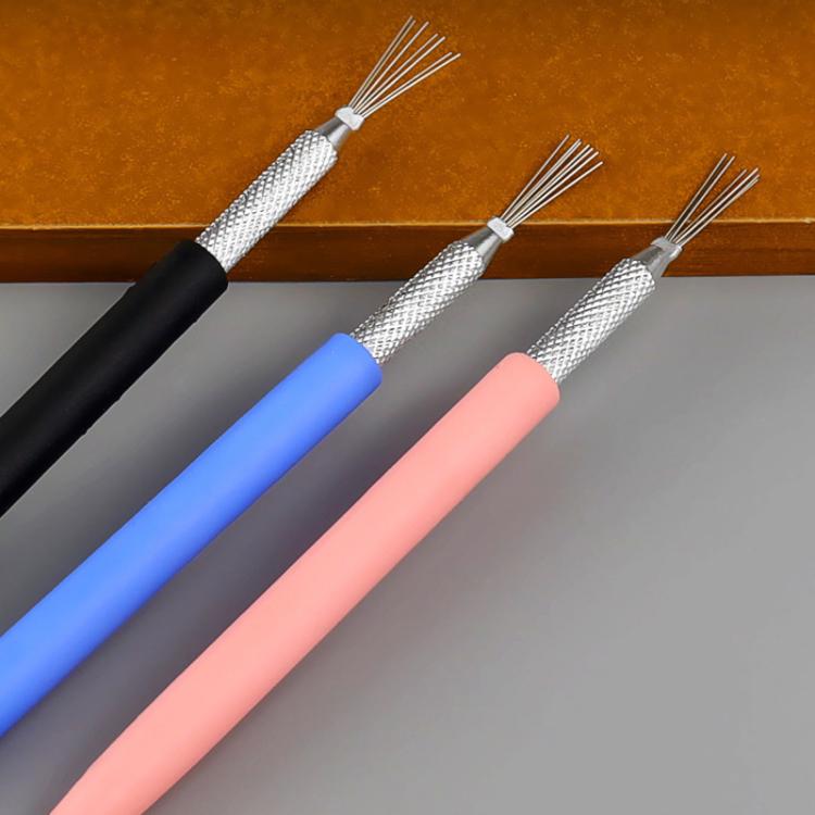 3pcs Soft Pottery Clay Modeling Sculpting Tools Clay Texture Brush DIY Making Aids - Blue+Pink+Black