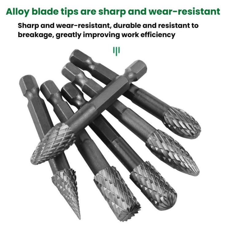 HX1025 Double Groove Alloy Steel Rotary File Woodworking Carving / Reaming / Slotting Grinding Head