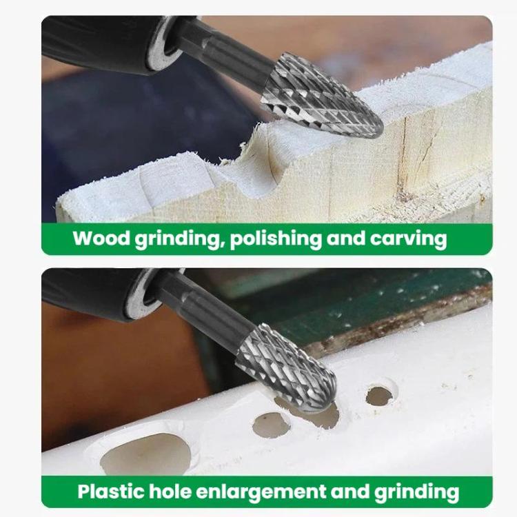 CX1020 Double Groove Alloy Steel Rotary File Woodworking Carving / Reaming / Slotting Grinding Head