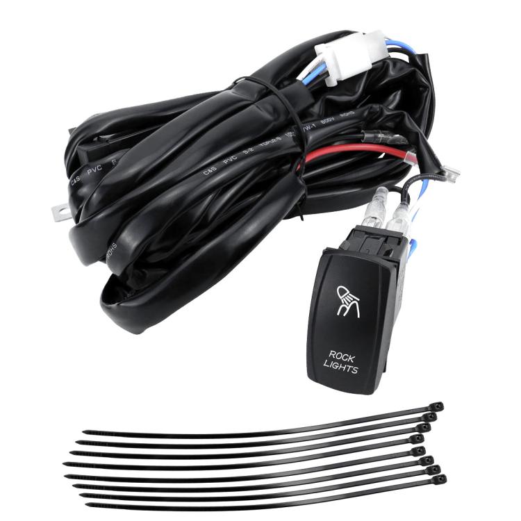 UTV Signal Light Switch Wiring Harness Kit With Waterproof 12V Automotive Relay, Model: Headlight Model With Rock Light Wiring Harness