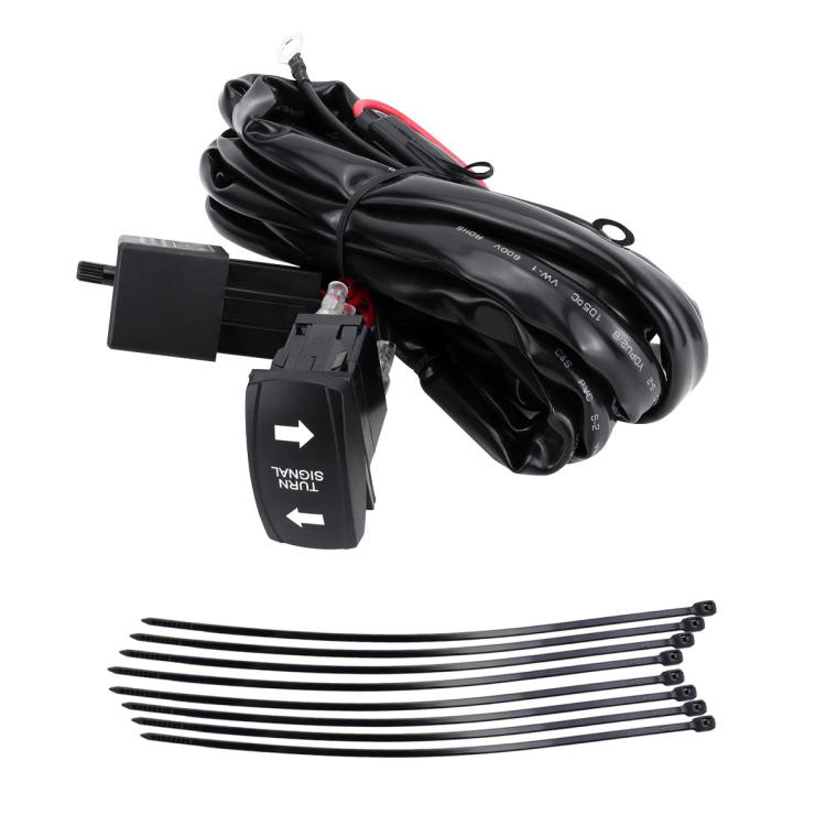 UTV Signal Light Switch Wiring Harness Kit With Waterproof 12V Automotive Relay, Model: Turn Signal Model With Turn Signal Stalk Switch