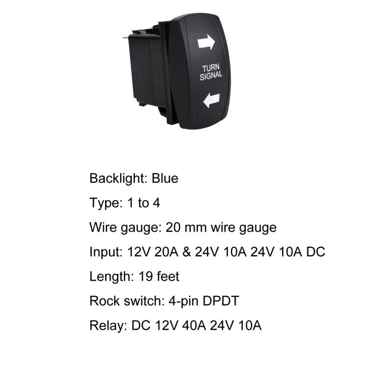 UTV Signal Light Switch Wiring Harness Kit With Waterproof 12V Automotive Relay, Model: Turn Signal Model With Turn Signal Stalk Switch