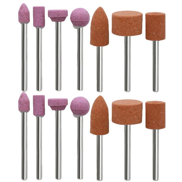 2sets Mini Flintstone 3mm Shank Sanding and Polishing Head Grinding Wheel Corundum Grinding Heads