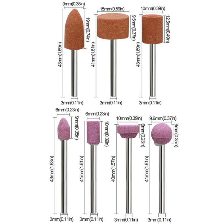 2sets Mini Flintstone 3mm Shank Sanding and Polishing Head Grinding Wheel Corundum Grinding Heads