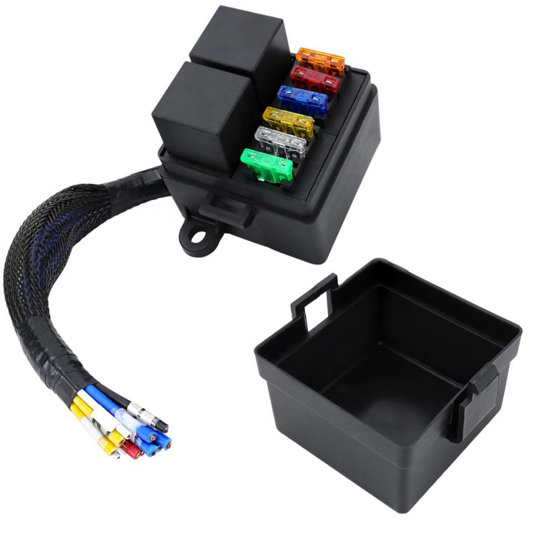 12V/80A Motorcycle 6-Way Waterproof Fuse Box with Starter Relay - CP-5268