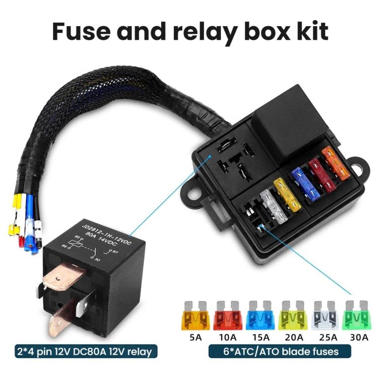 12V/80A Motorcycle 6-Way Waterproof Fuse Box with Starter Relay - CP-5268
