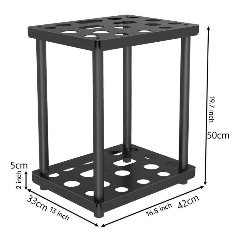 Double Layer Metal Storage Rack Shelf Powder Coated Rustic Tool Rack Hoe Broom Shovel Storage Rack