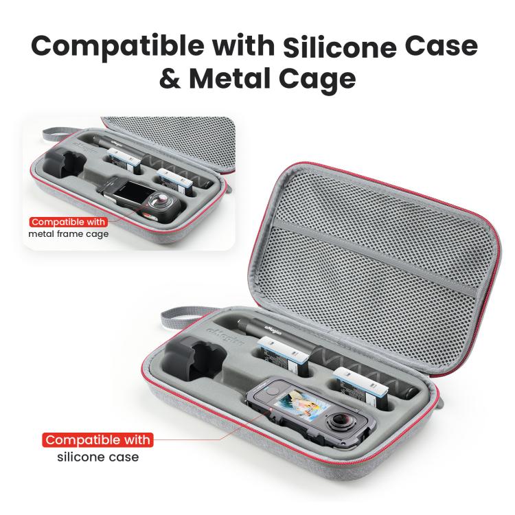 aMagisn Medium Carrying Case For Insta360 X4 Air/X4/X5 Hard EVA Shell with Removable Soft Interior - Gray