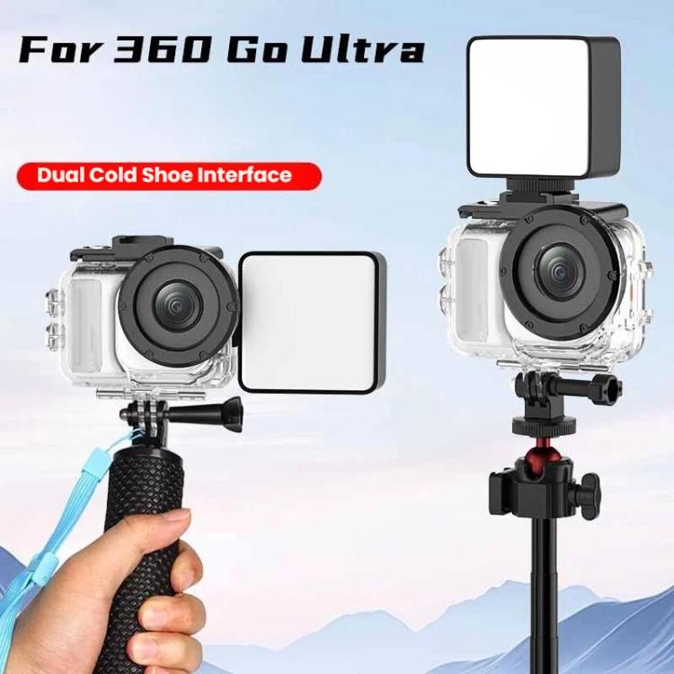 For Insta360 GO Ultra 60m Waterproof Case Kit Dive Housing With Dual Cold Shoe - Transparent