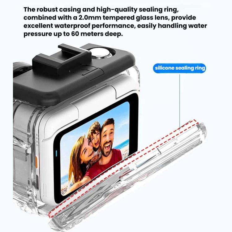 For Insta360 GO Ultra 60m Waterproof Case Kit Dive Housing With Dual Cold Shoe - Transparent