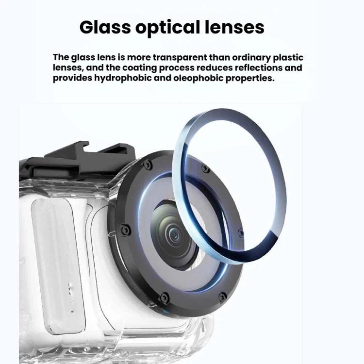 For Insta360 GO Ultra 60m Waterproof Case Kit Dive Housing With Dual Cold Shoe - Transparent