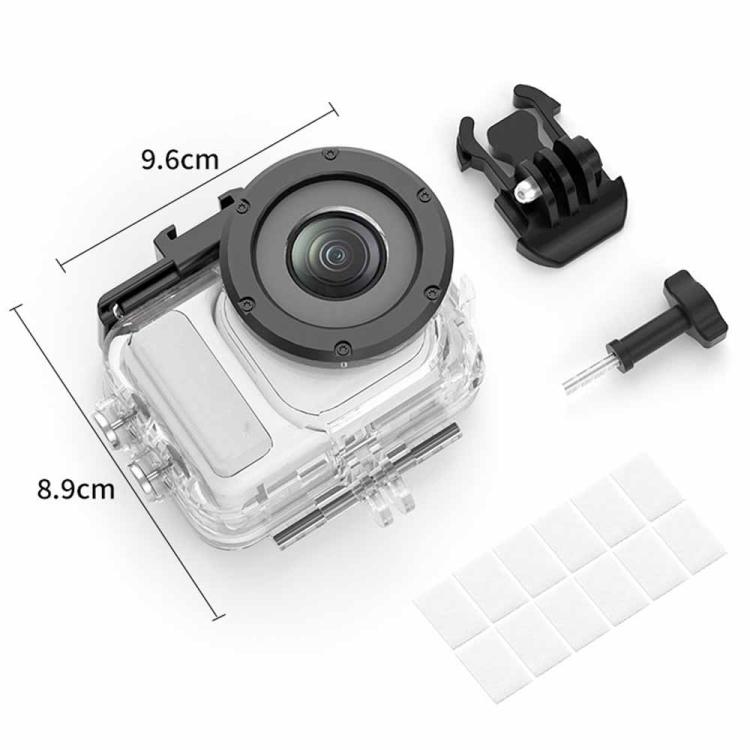 For Insta360 GO Ultra 60m Waterproof Case Kit Dive Housing With Dual Cold Shoe - Transparent