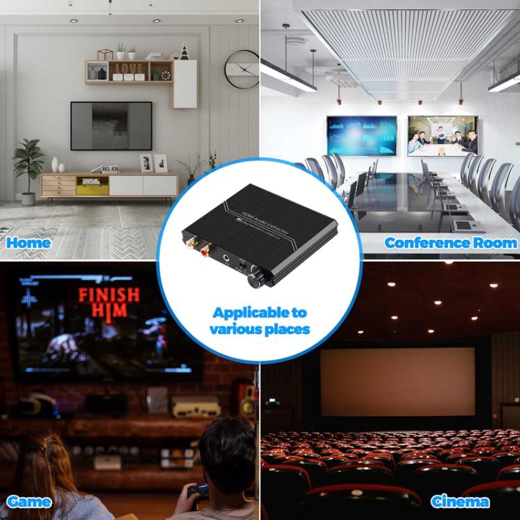 HDMI 2.0 Audio Extractor Support R/L Output And Volume Control 4K/60Hz Audio Splitter EU Plug
