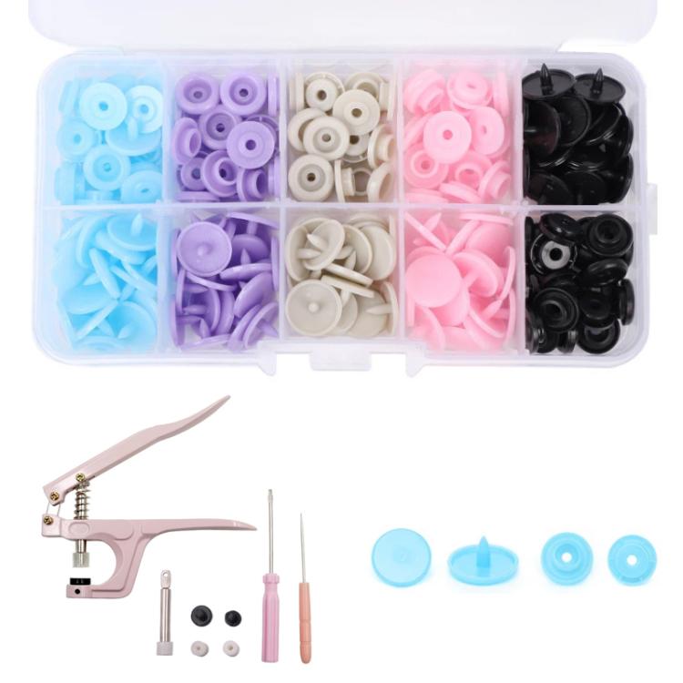No-Seam Snap Fastener Plastic Snaps With Storage Box Installation Tool, Specification: 50pcs /Sets Mixed Colors