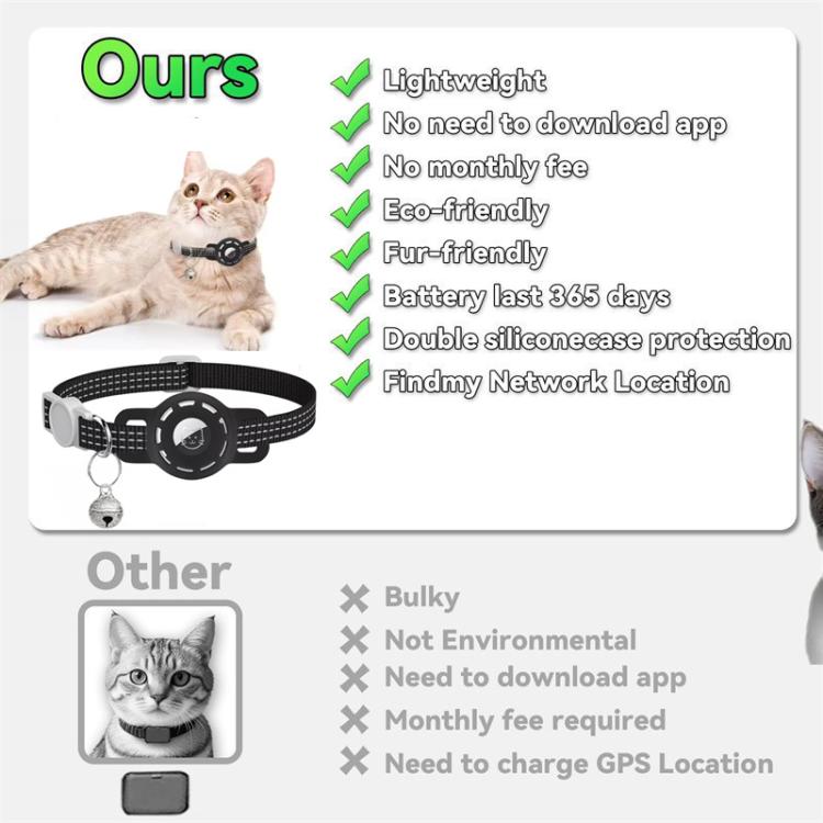 Pet Cat Tracker Collar With S10 GPS Locator Compatible with Apple Find My