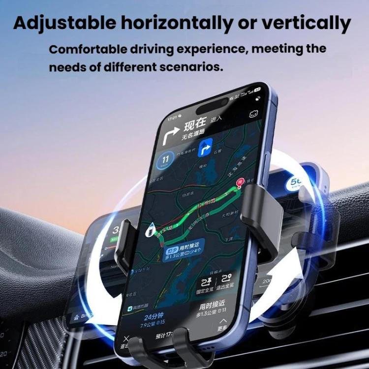 M7 Car Air Vent Gravity Phone Mount With Anti-Drop Tail Clip - Black