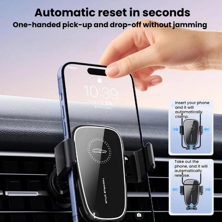 M7 Car Air Vent Gravity Phone Mount With Anti-Drop Tail Clip - Black