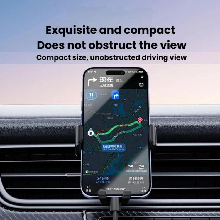 M7 Car Air Vent Gravity Phone Mount With Anti-Drop Tail Clip - Black
