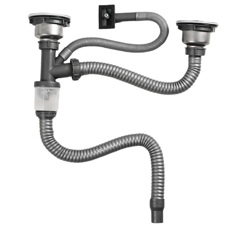 Kitchen Stainless Steel Washbasin Downpipe Fittings Anti-Odor Downpipe Drain Set, Spec: Double Slot 0.6m Tailpipe