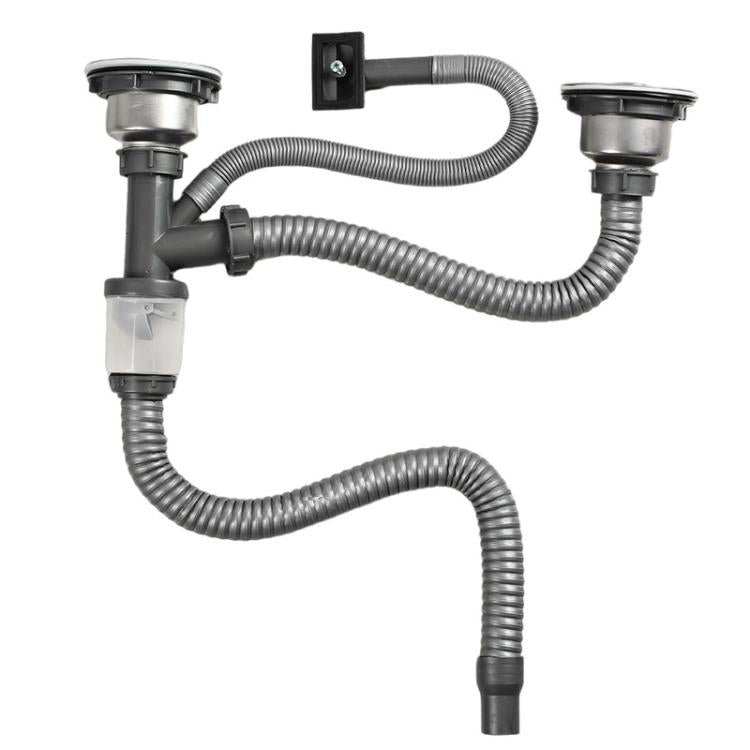Kitchen Stainless Steel Washbasin Downpipe Fittings Anti-Odor Downpipe Drain Set, Spec: Double Slot 1m Tailpipe