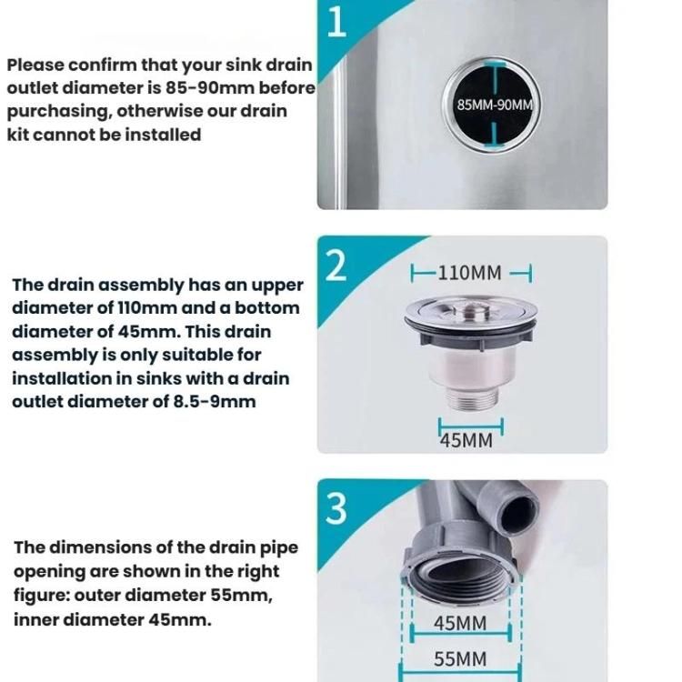 Kitchen Stainless Steel Washbasin Downpipe Fittings Anti-Odor Downpipe Drain Set, Spec: Double Slot 0.6m Tailpipe