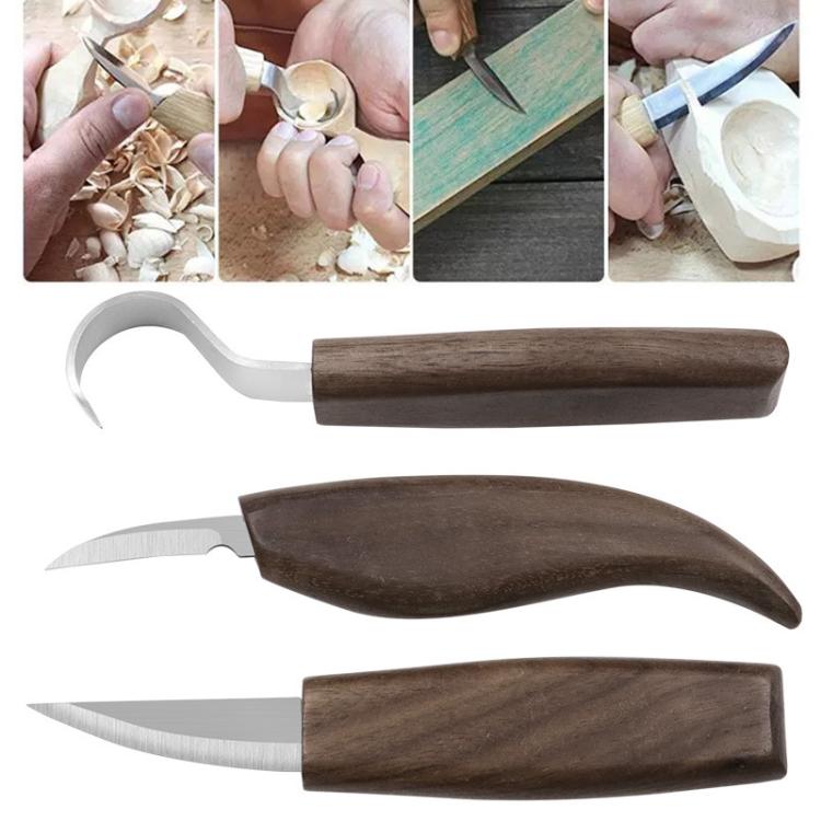 3pcs /Set Wood Sharpening Scraper Wood Knife Woodworking Walnut Carving Knife Hand Carving Pattern Tool
