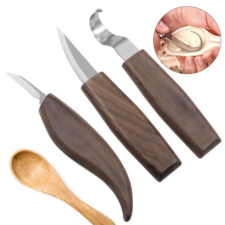 3pcs /Set Wood Sharpening Scraper Wood Knife Woodworking Walnut Carving Knife Hand Carving Pattern Tool