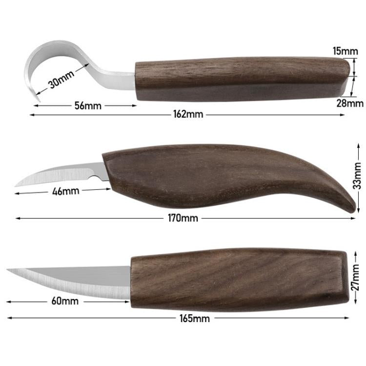 3pcs /Set Wood Sharpening Scraper Wood Knife Woodworking Walnut Carving Knife Hand Carving Pattern Tool
