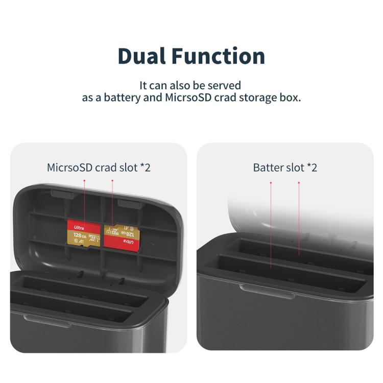 For Insta360 X4 Air AMagisn Fast Charging Case Portable Battery Charger And Storage Box - Black