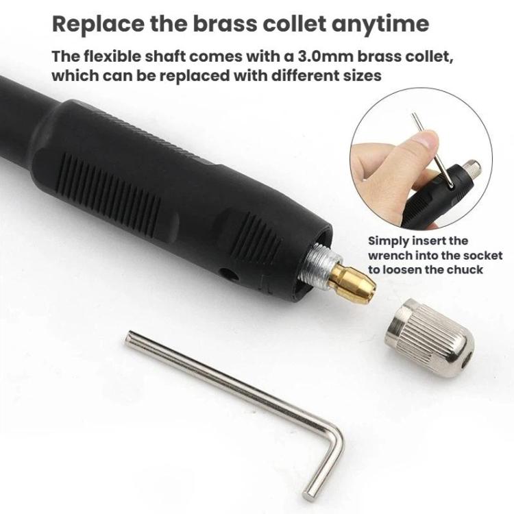 108cm Electric Grinder Engraver Extension Cable Flex Shaft Extension Cord - Silver Clip