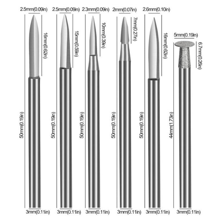 6pcs /Box 3.0mm Sword Shape Engraving Sharp Knife Electric Grinder Engraving Line Engraving Drill Bit Tool