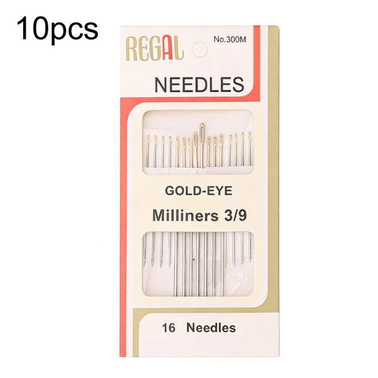 10sets Large-eyed Gold-tailed Needle 3/9 Fine Carbon Steel Hand Sewing Needle - 16 in 1
