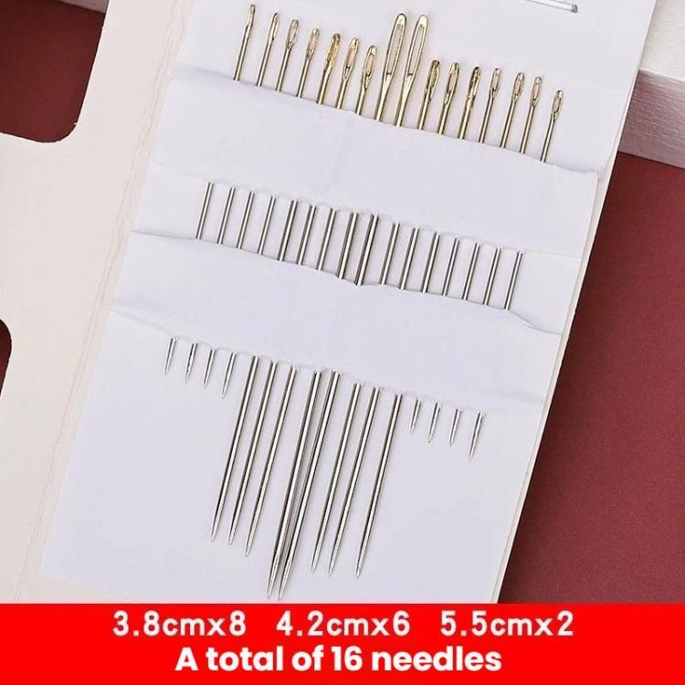 10sets Large-eyed Gold-tailed Needle 3/9 Fine Carbon Steel Hand Sewing Needle - 16 in 1