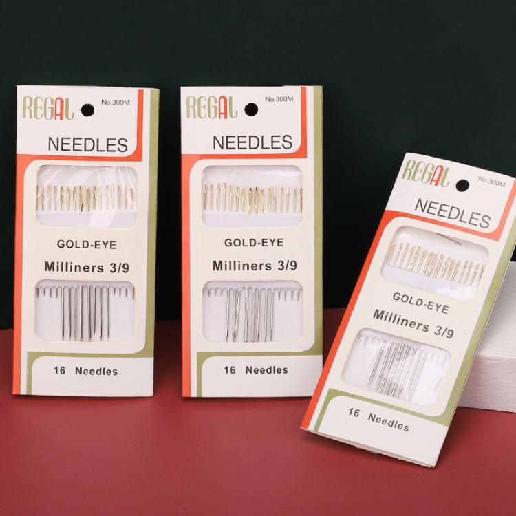 10sets Large-eyed Gold-tailed Needle 3/9 Fine Carbon Steel Hand Sewing Needle - 16 in 1