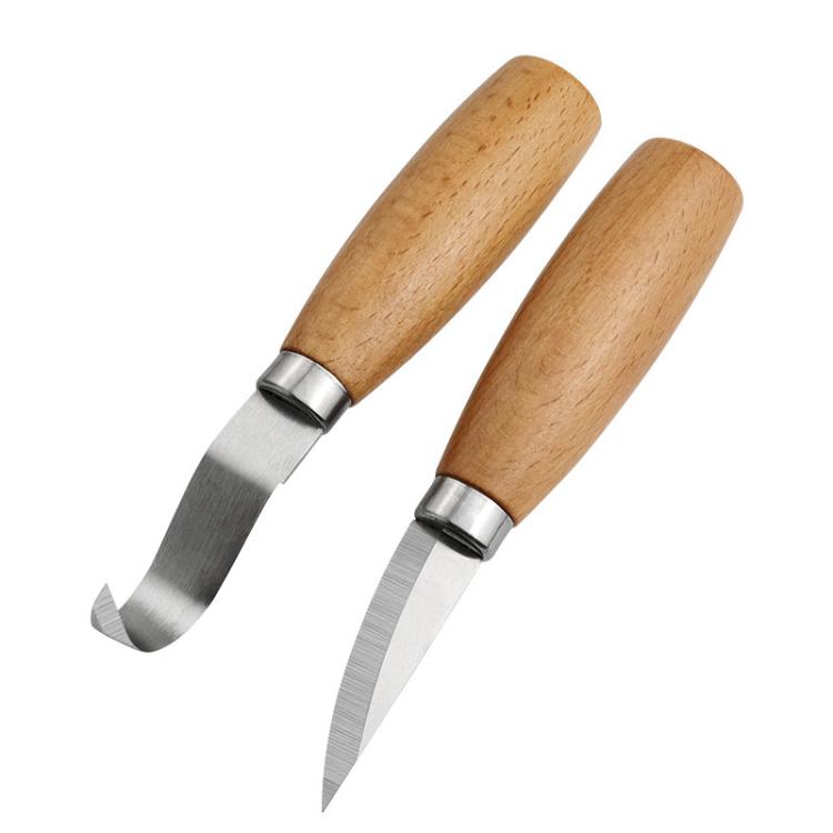 2pcs /Set Sharpening Scraping Wooden Spoon Knife Beech Handle Woodworking Carving Knife