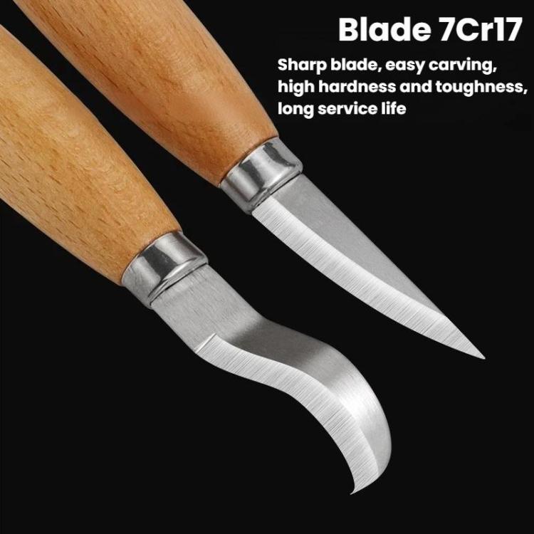 2pcs /Set Sharpening Scraping Wooden Spoon Knife Beech Handle Woodworking Carving Knife