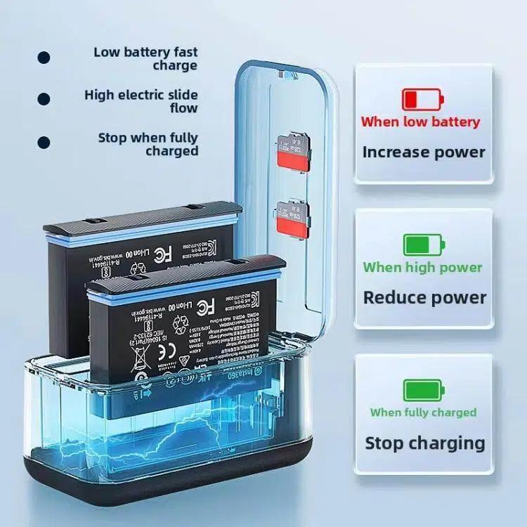 For Insta360 X4 Air Battery Fast Charger Dual Channel Charging Case With Digital Display