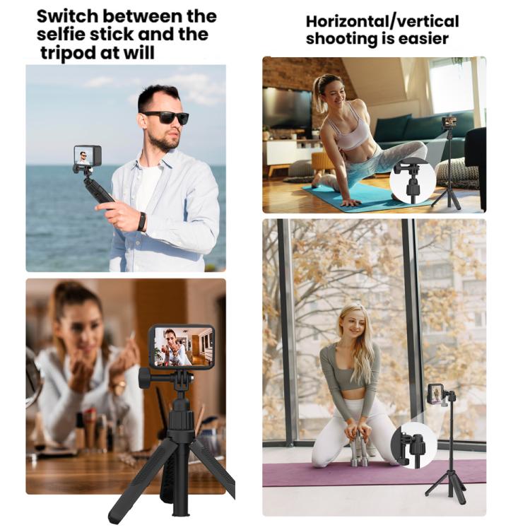 Adjustable 19-43cm Mini Handheld Selfie Stick Tripod with 360-degree Rotating Ball Head for Universal Action Cameras - Black