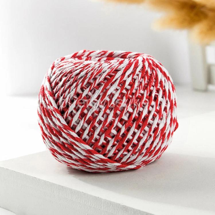5pcs 70m DIY Food Packaging Rope Cotton Thread, Color: Red White