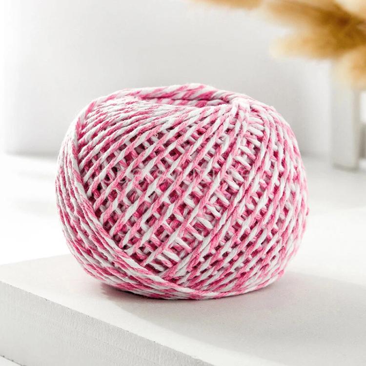 5pcs 70m DIY Food Packaging Rope Cotton Thread, Color: Pink White