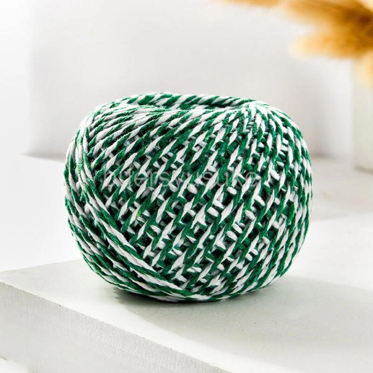 5pcs 70m DIY Food Packaging Rope Cotton Thread, Color: White Green