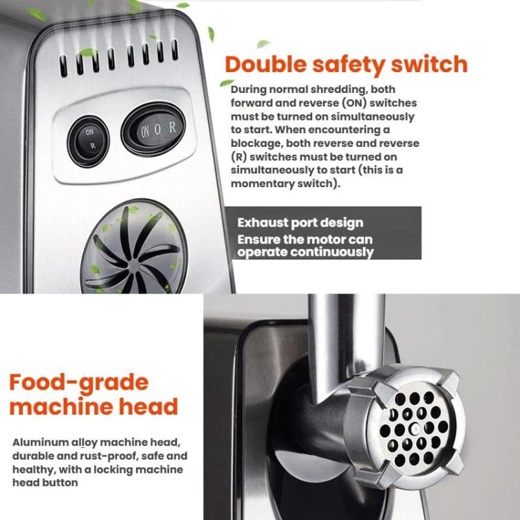 400W Stainless Steel Electric Meat Grinder With Sausage Stuffer UK Plug