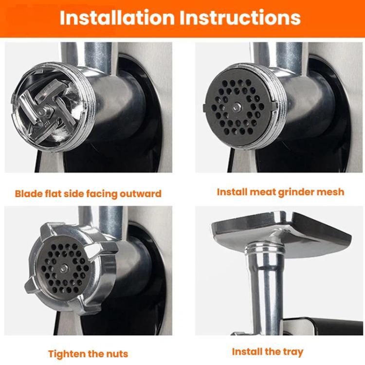 400W Stainless Steel Electric Meat Grinder With Sausage Stuffer UK Plug