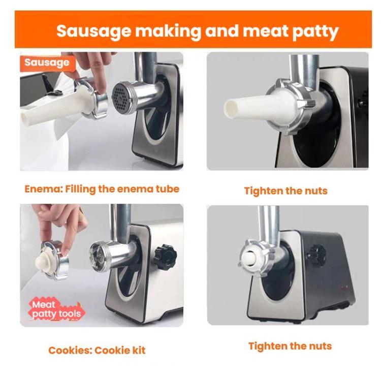 400W Stainless Steel Electric Meat Grinder With Sausage Stuffer EU Plug