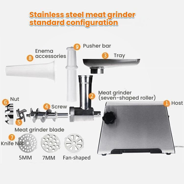 400W Stainless Steel Electric Meat Grinder With Sausage Stuffer EU Plug