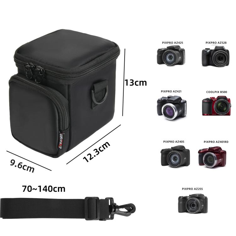 Portable Shoulder Bag for Kodak PIXPRO AZ405 Series & Nikon COOLPIX B500 Digital Cameras Compact Carrying Case - Black